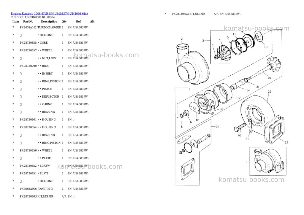 Komatsu 1006-6tlr s/n u545837w-up Parts catalog cover Page 10