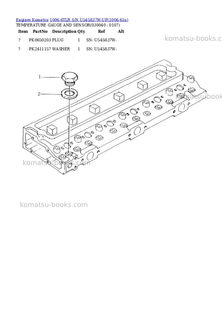 Komatsu 1006-6tlr s/n u545837w-up Parts catalog cover Page 3