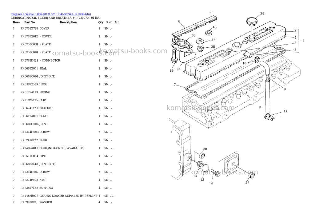 Komatsu 1006-6tlr s/n u545837w-up Parts catalog cover Page 6