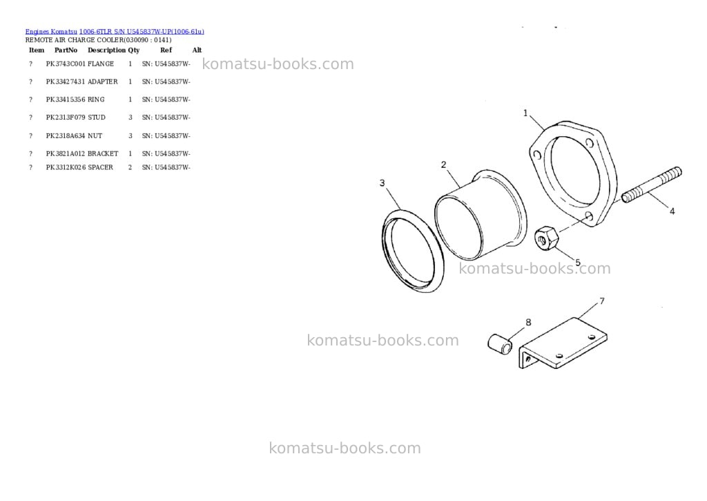 Komatsu 1006-6tlr s/n u545837w-up Parts catalog cover Page 8