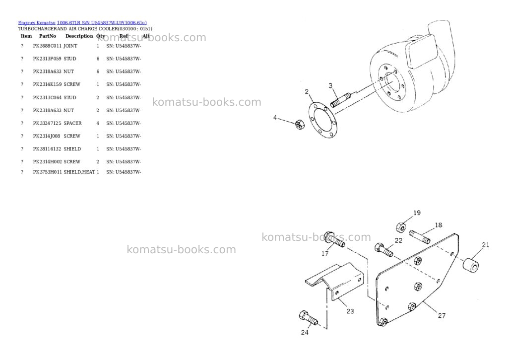 Komatsu 1006-6tlr s/n u545837w-up Parts catalog cover Page 9