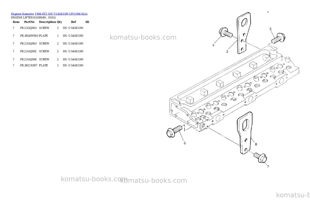 Komatsu 1006-6t2 s/n u545815w-up Parts catalog cover Page 3 Komatsu 1006-6t2 s/n u545815w-up Parts catalog cover Page 3