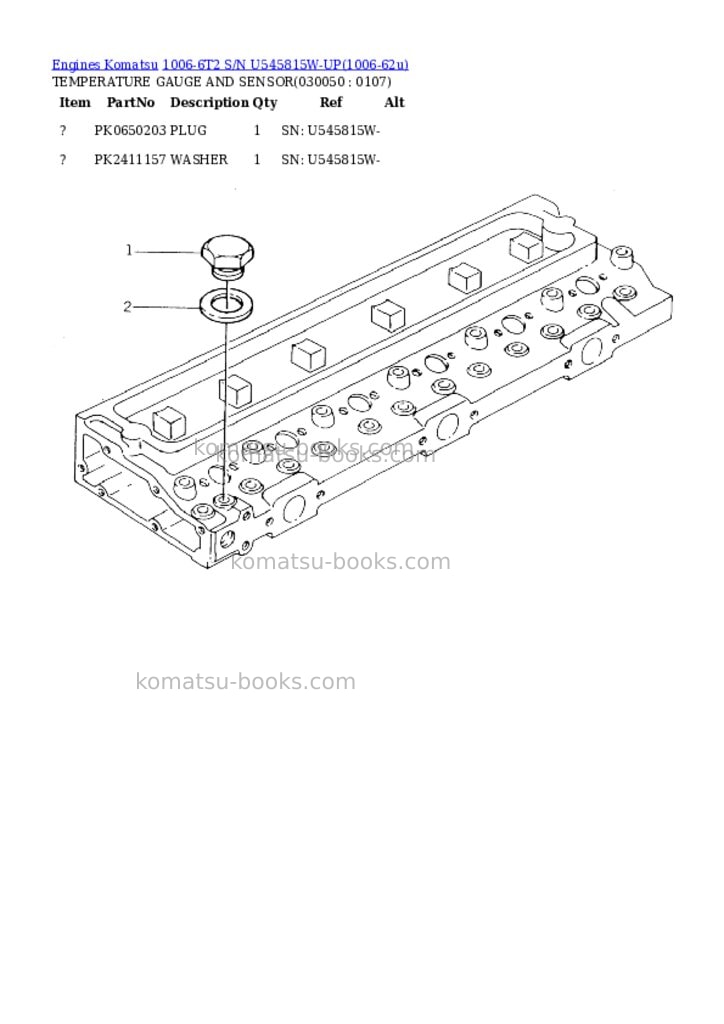Komatsu 1006-6t2 s/n u545815w-up Parts catalog cover Page 4 Komatsu 1006-6t2 s/n u545815w-up Parts catalog cover Page 4