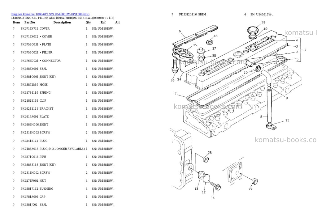 Komatsu 1006-6t2 s/n u545815w-up Parts catalog cover Page 7 Komatsu 1006-6t2 s/n u545815w-up Parts catalog cover Page 7