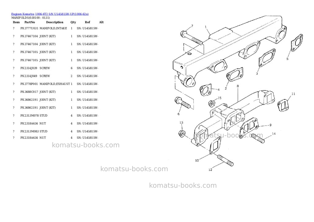 Komatsu 1006-6t2 s/n u545815w-up Parts catalog cover Page 9 Komatsu 1006-6t2 s/n u545815w-up Parts catalog cover Page 9