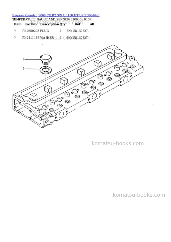 Komatsu 1006-6tlr2 s/n u513032t-up Parts catalog cover Page 2 Komatsu 1006-6tlr2 s/n u513032t-up Parts catalog cover Page 2