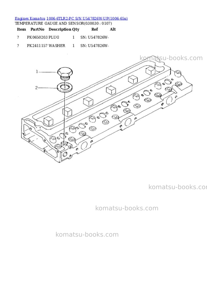 Komatsu 1006-6tlr2-pc s/n u547826w-up Parts catalog cover Page 2 Komatsu 1006-6tlr2-pc s/n u547826w-up Parts catalog cover Page 2