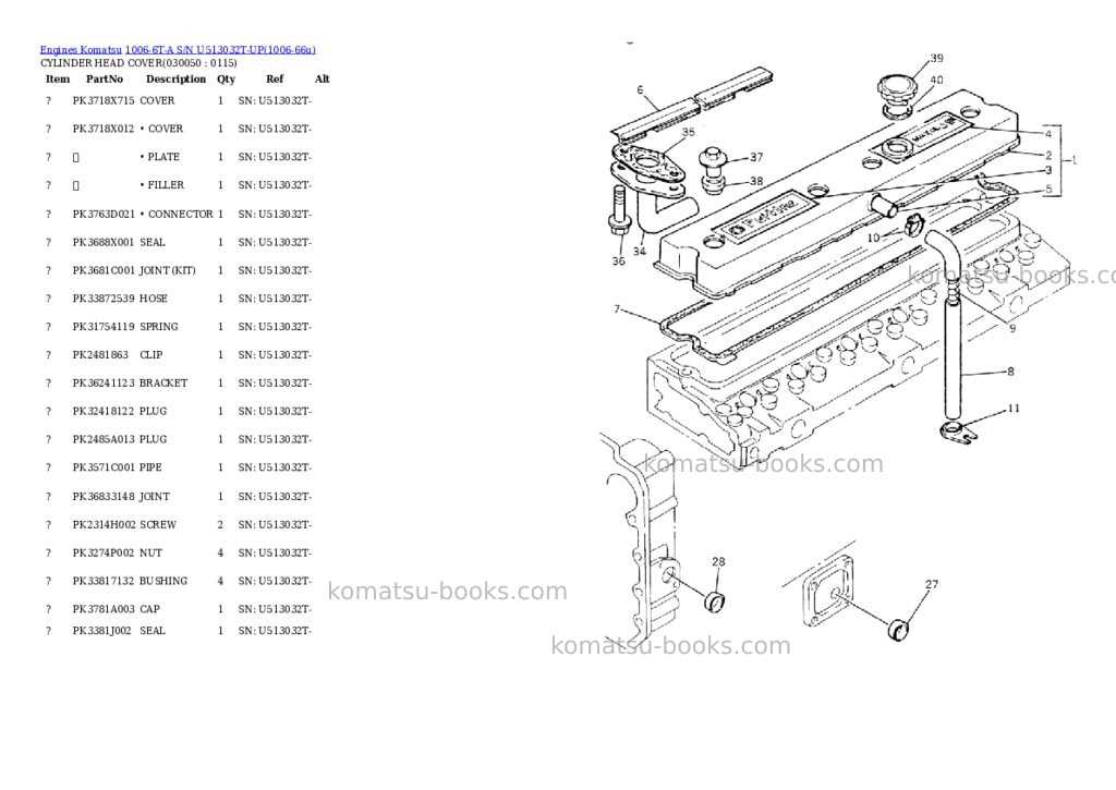 Komatsu 1006-6t-a s/n u513032t-up Parts catalog cover Page 4 Komatsu 1006-6t-a s/n u513032t-up Parts catalog cover Page 4