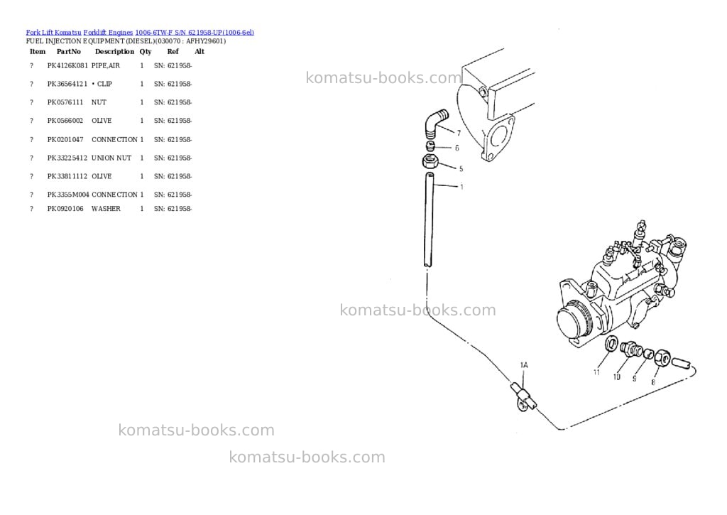 Komatsu 1006-6tw-f s/n 621958-up Parts catalog cover Page 6 Komatsu 1006-6tw-f s/n 621958-up Parts catalog cover Page 6