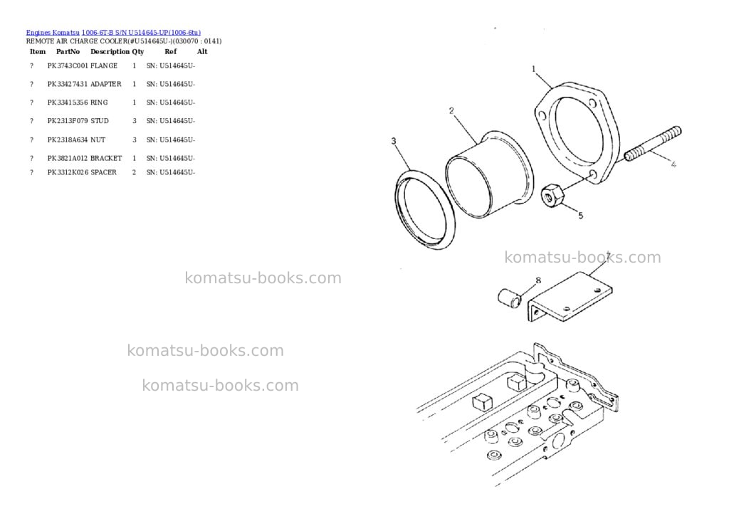 Komatsu 1006-6t-b s/n u514645-up Parts catalog cover Page 6