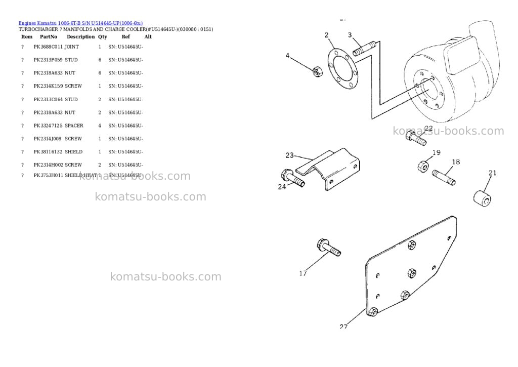 Komatsu 1006-6t-b s/n u514645-up Parts catalog cover Page 7