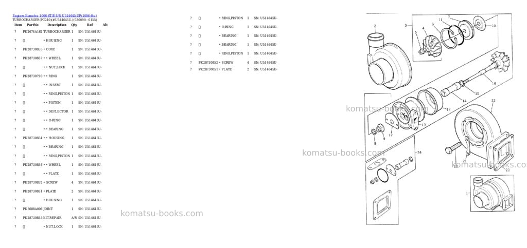Komatsu 1006-6t-b s/n u514645-up Parts catalog cover Page 8