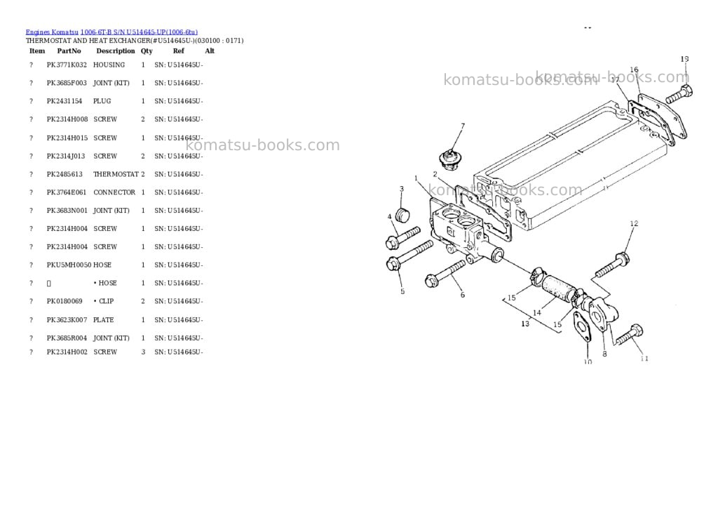 Komatsu 1006-6t-b s/n u514645-up Parts catalog cover Page 9