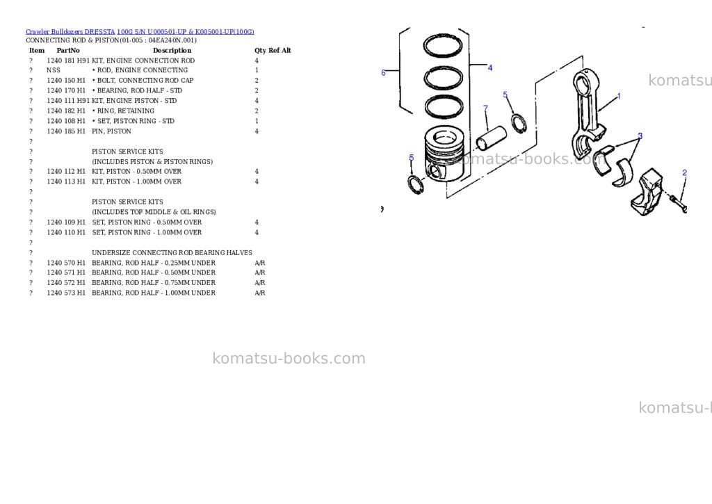 Komatsu 100g s/n u000501-up & k005001-up Parts catalog cover Page 2 Komatsu 100g s/n u000501-up & k005001-up Parts catalog cover Page 2