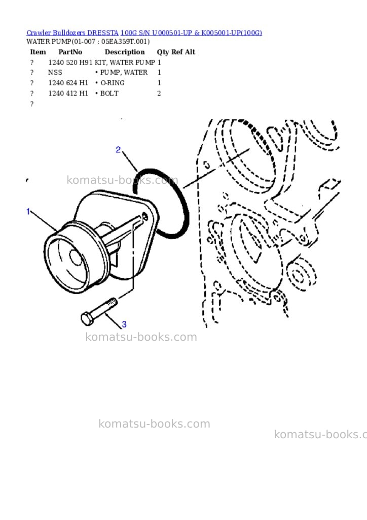 Komatsu 100g s/n u000501-up & k005001-up Parts catalog cover Page 3 Komatsu 100g s/n u000501-up & k005001-up Parts catalog cover Page 3