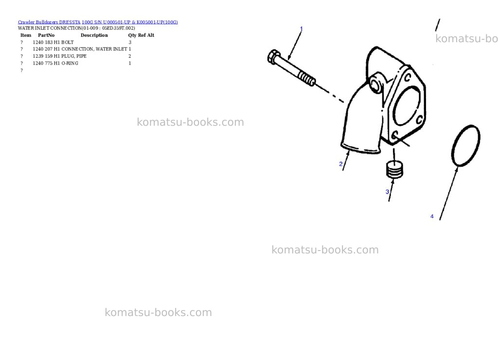 Komatsu 100g s/n u000501-up & k005001-up Parts catalog cover Page 4 Komatsu 100g s/n u000501-up & k005001-up Parts catalog cover Page 4