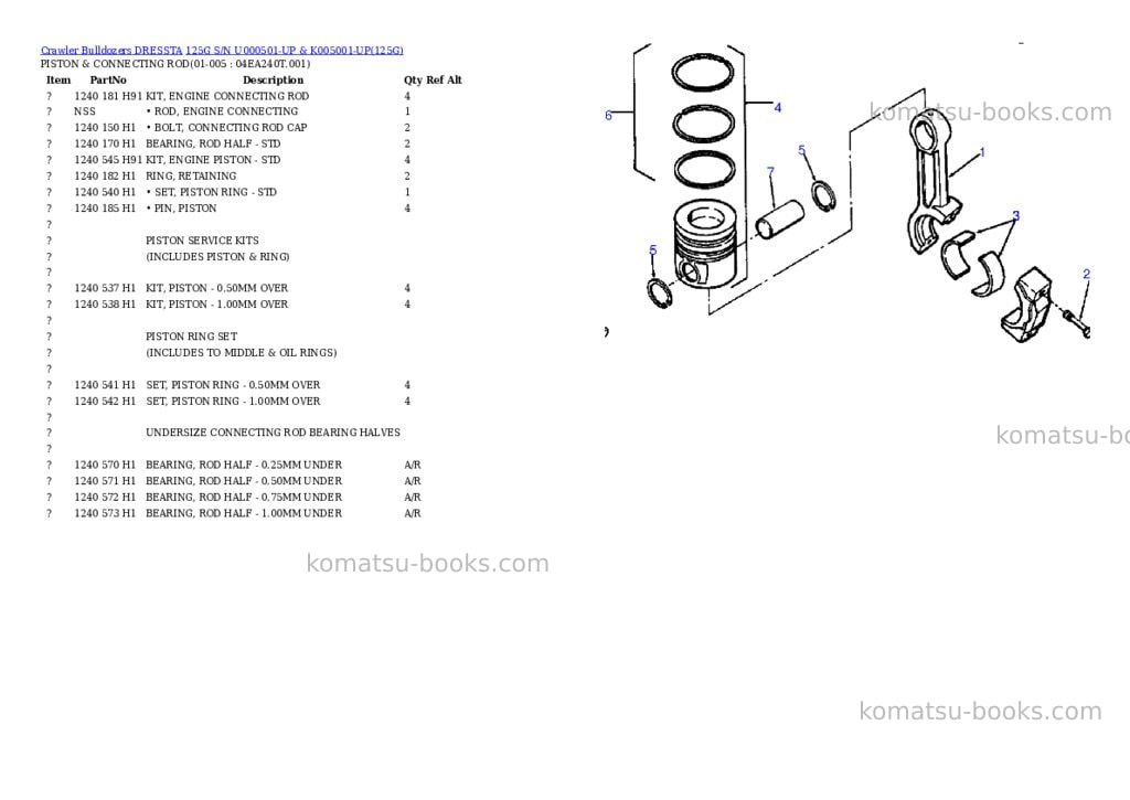 Komatsu 125g s/n u000501-up & k005001-up Parts catalog cover Page 2