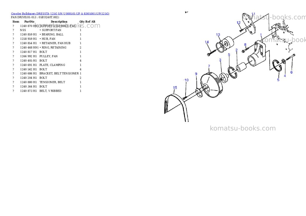 Komatsu 125g s/n u000501-up & k005001-up Parts catalog cover Page 7
