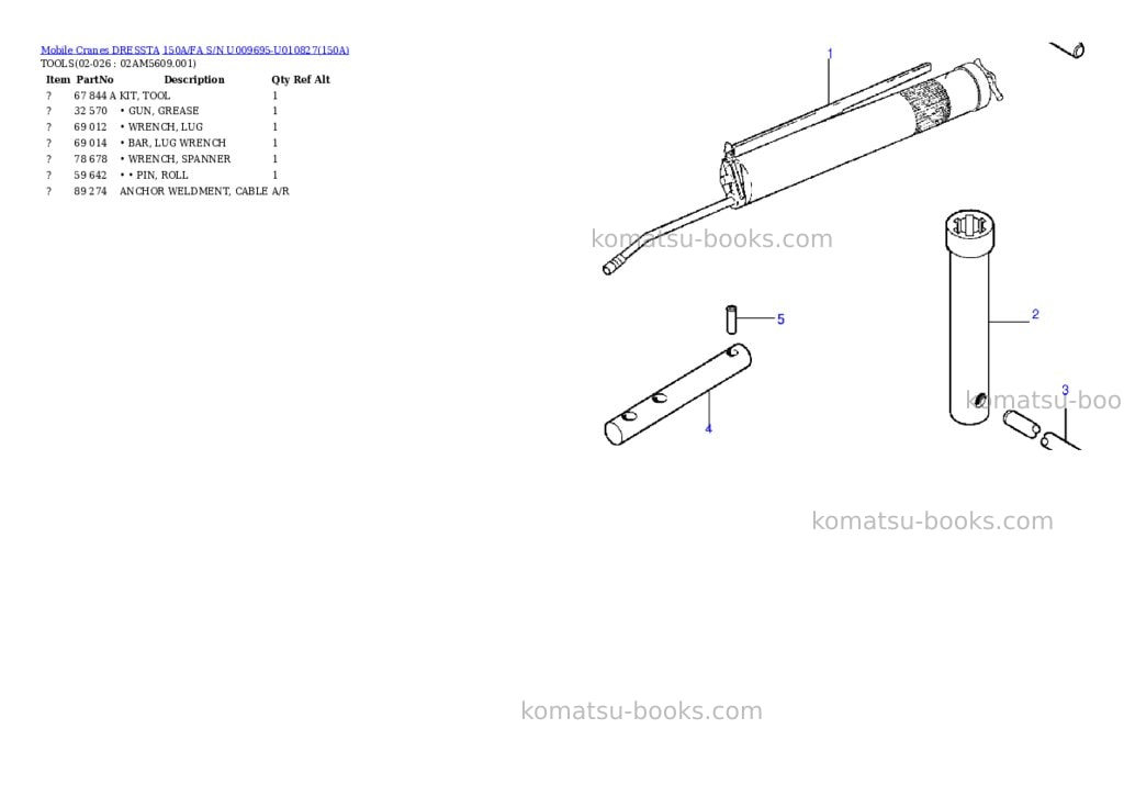 Komatsu 150a/fa s/n u009695-u010827 Parts catalog cover Page 5