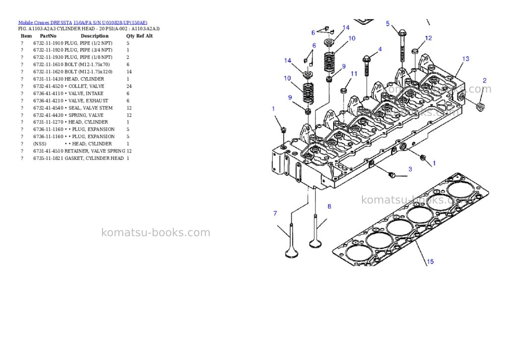 Komatsu 150a/fa s/n u010828-up Parts catalog cover