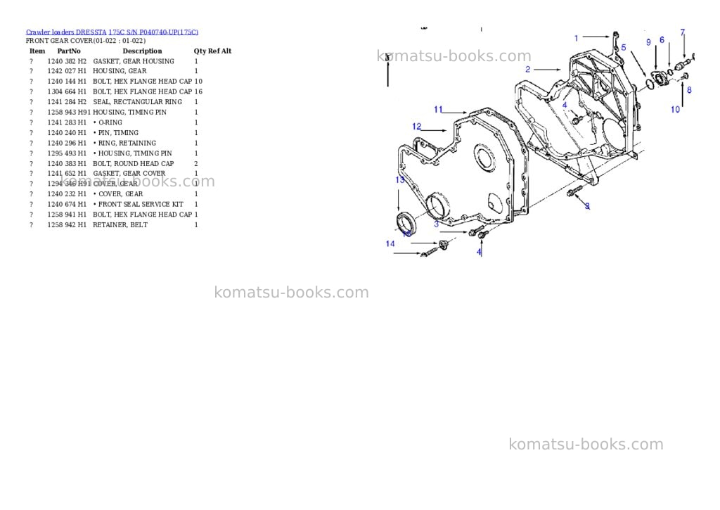 Komatsu 175c s/n p040740-up Parts catalog cover Page 10