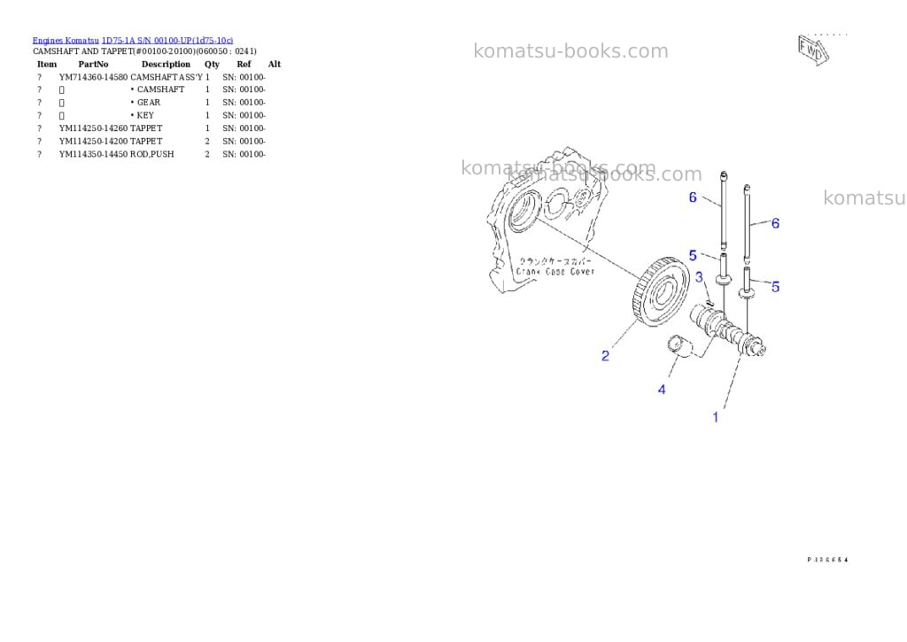 Komatsu 1D75-1A S/N 00100-UP Parts catalog cover Page 10 Komatsu 1D75-1A S/N 00100-UP Parts catalog cover Page 10