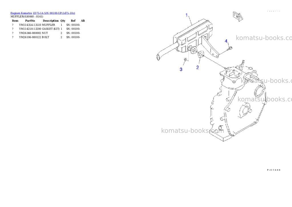 Komatsu 1D75-1A S/N 00100-UP Parts catalog cover Page 5 Komatsu 1D75-1A S/N 00100-UP Parts catalog cover Page 5
