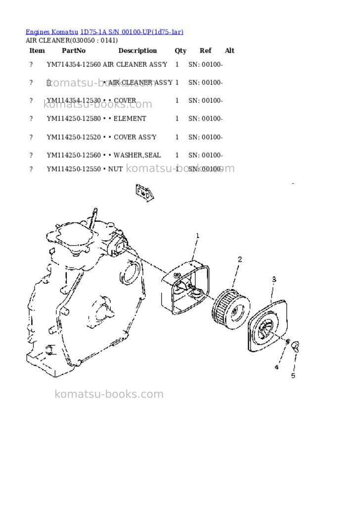 Komatsu 1d75-1a s/n 00100-up Parts catalog cover Page 4 Komatsu 1d75-1a s/n 00100-up Parts catalog cover Page 4