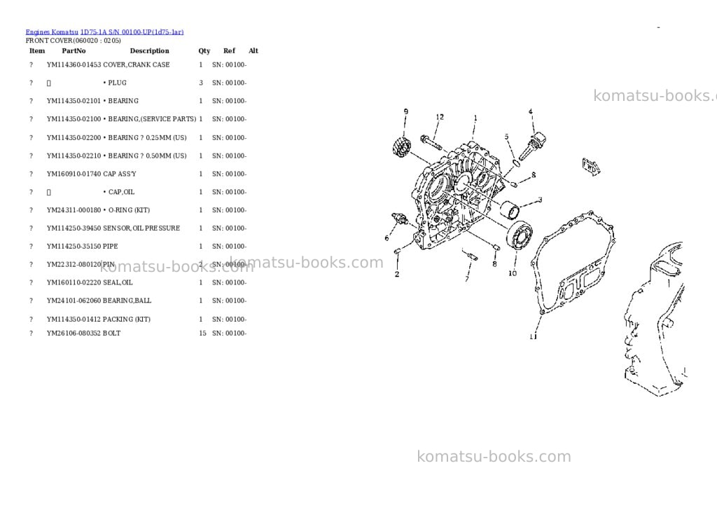 Komatsu 1d75-1a s/n 00100-up Parts catalog cover Page 7 Komatsu 1d75-1a s/n 00100-up Parts catalog cover Page 7