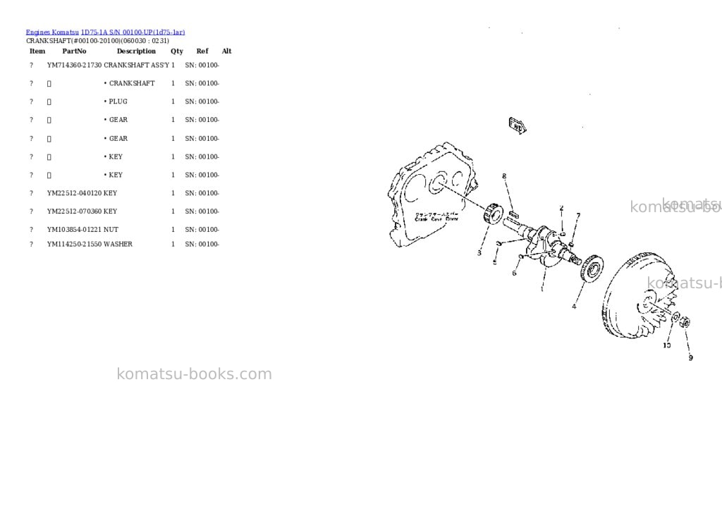 Komatsu 1d75-1a s/n 00100-up Parts catalog cover Page 8 Komatsu 1d75-1a s/n 00100-up Parts catalog cover Page 8