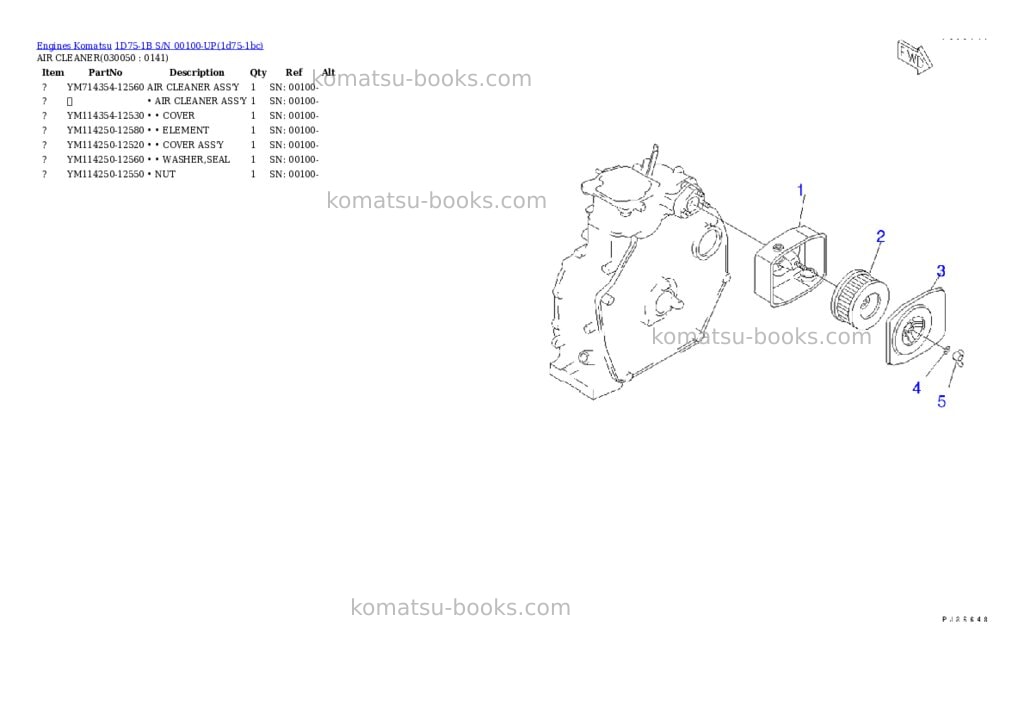 Komatsu 1d75-1b s/n 00100-up Parts catalog cover Page 4 Komatsu 1d75-1b s/n 00100-up Parts catalog cover Page 4
