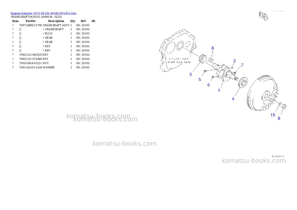 Komatsu 1d75-1b s/n 00100-up Parts catalog cover Page 8 Komatsu 1d75-1b s/n 00100-up Parts catalog cover Page 8