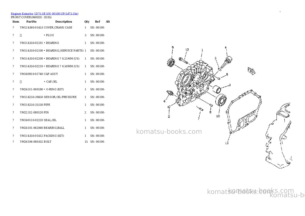 Komatsu 1D75-1B S/N 00100-UP Parts catalog cover Page 7
