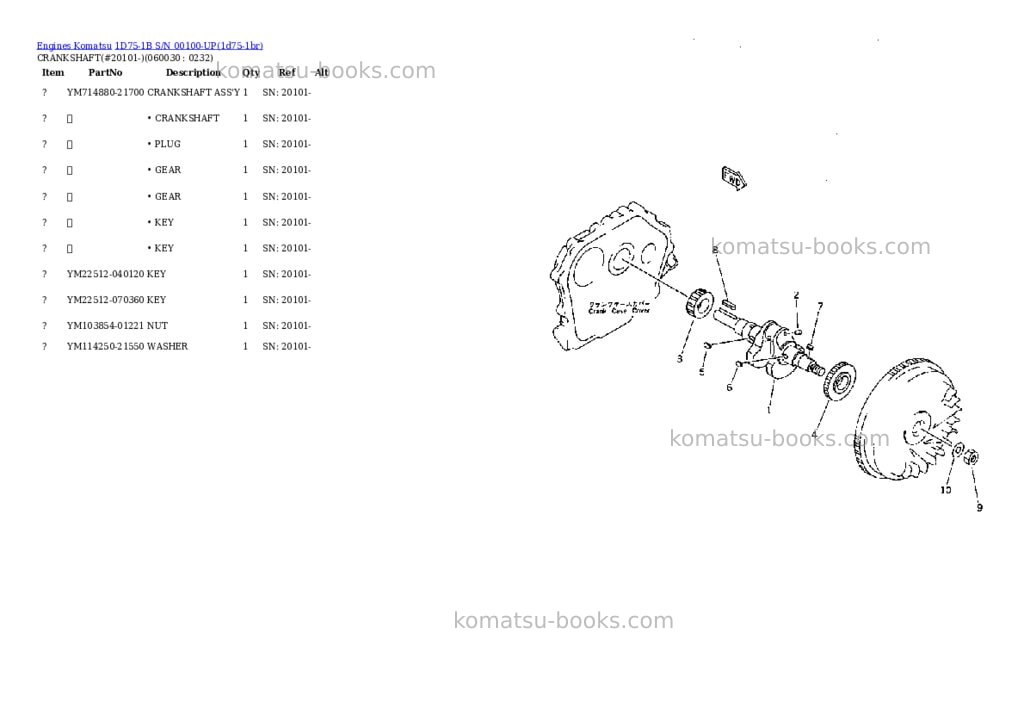 Komatsu 1D75-1B S/N 00100-UP Parts catalog cover Page 8