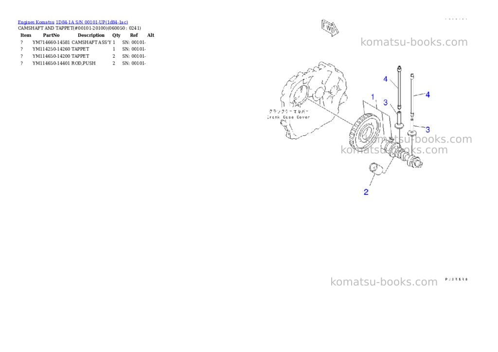 Komatsu 1d84-1a s/n 00101-up Parts catalog cover Page 10