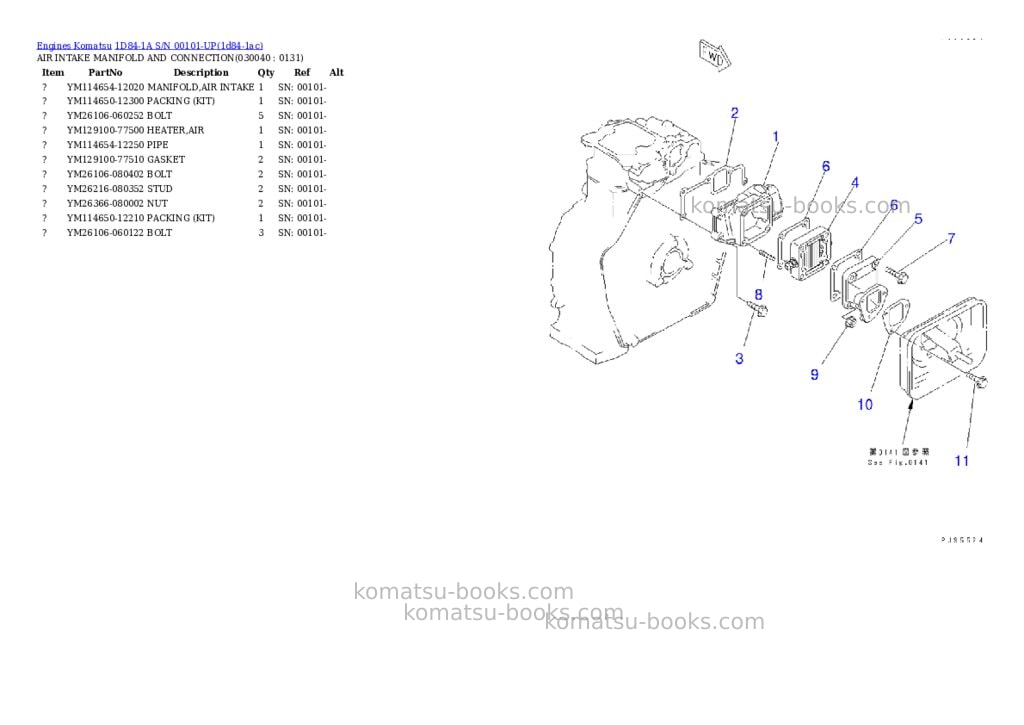 Komatsu 1d84-1a s/n 00101-up Parts catalog cover Page 3
