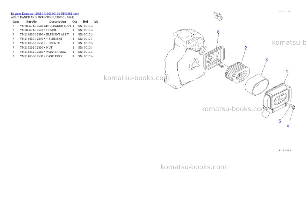 Komatsu 1d84-1a s/n 00101-up Parts catalog cover Page 4