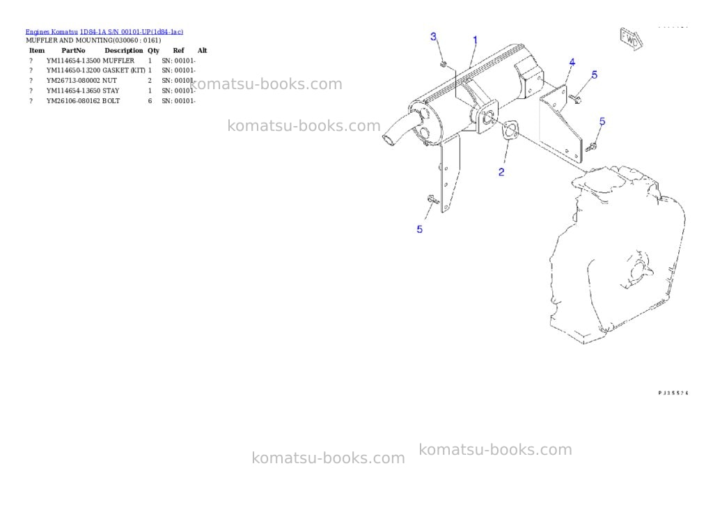 Komatsu 1d84-1a s/n 00101-up Parts catalog cover Page 5