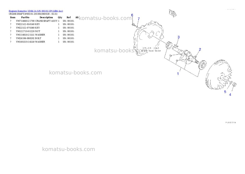 Komatsu 1d84-1a s/n 00101-up Parts catalog cover Page 8