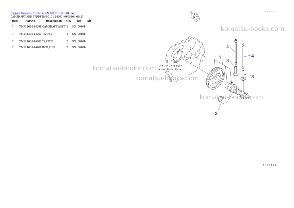 Komatsu 1D84-1A S/N 00101-UP Parts catalog cover Page 10