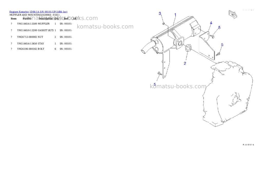 Komatsu 1D84-1A S/N 00101-UP Parts catalog cover Page 5