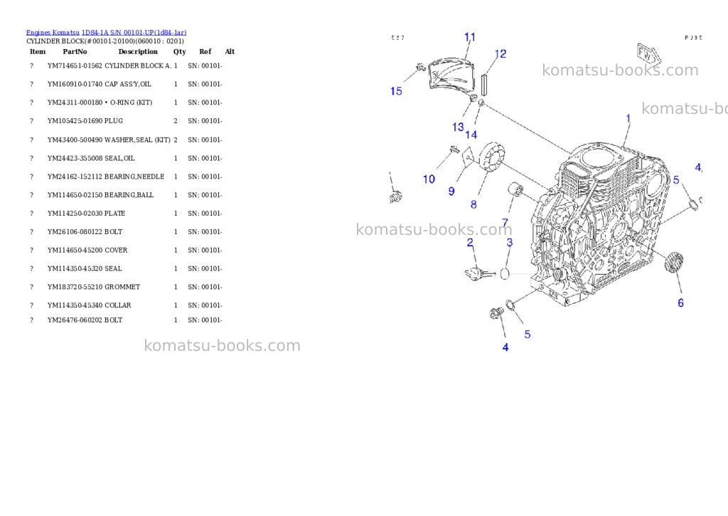 Komatsu 1D84-1A S/N 00101-UP Parts catalog cover Page 6