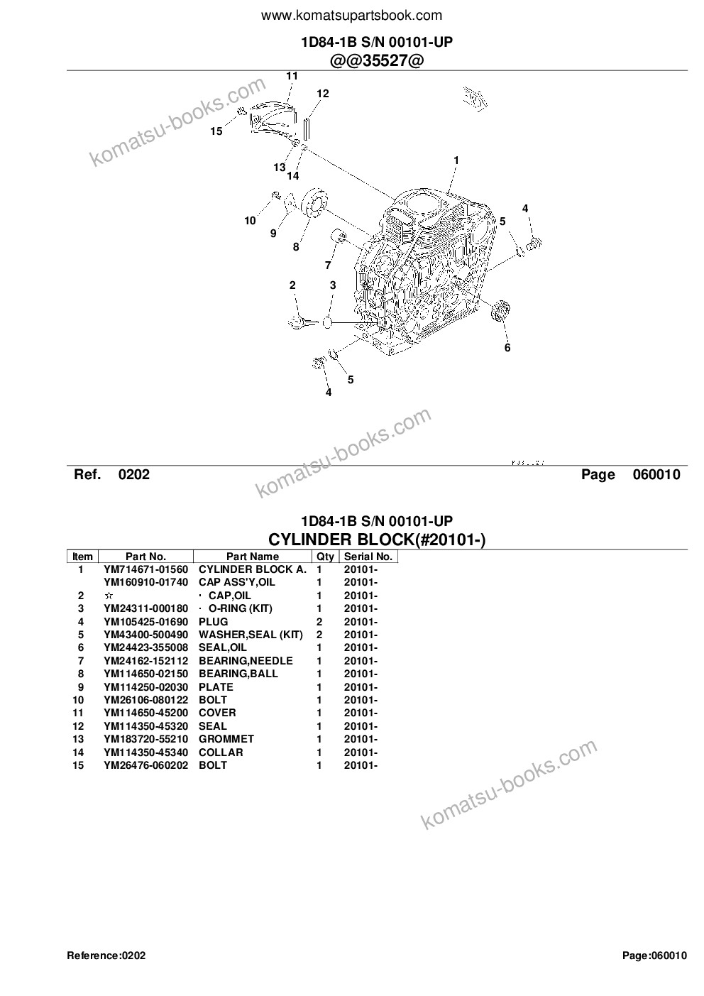 Komatsu 1D84-1B S/N 00101-UP Parts catalog cover Page 10
