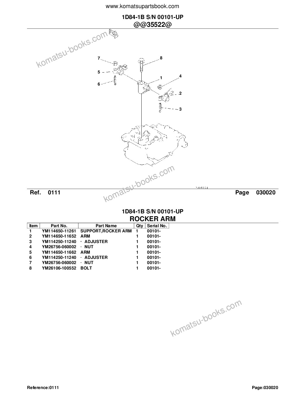 Komatsu 1D84-1B S/N 00101-UP Parts catalog cover Page 4