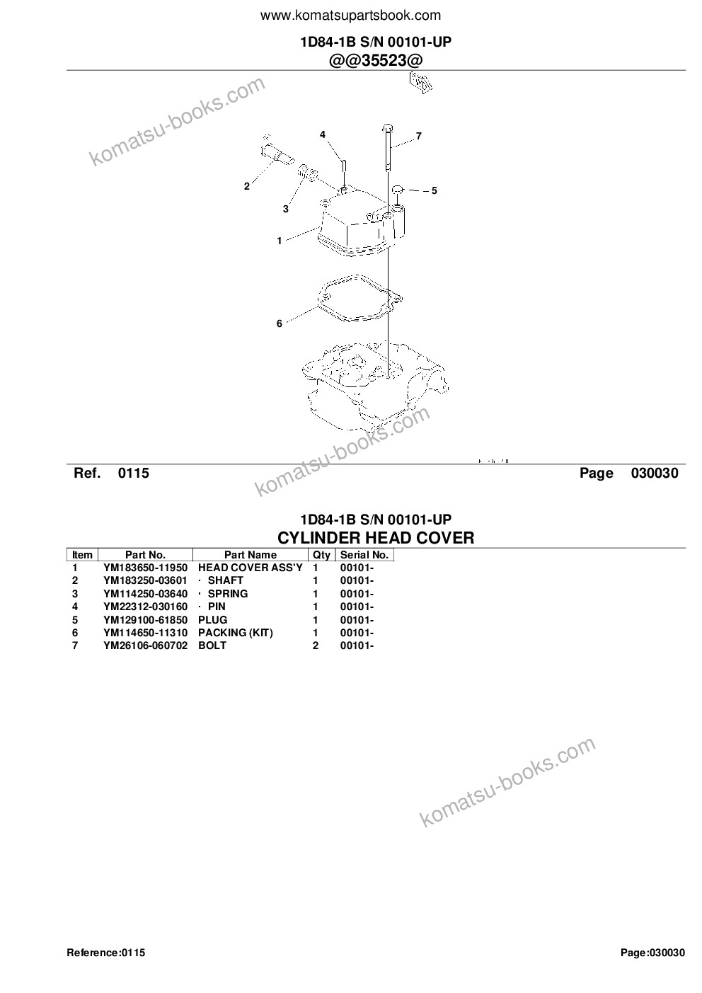 Komatsu 1D84-1B S/N 00101-UP Parts catalog cover Page 5