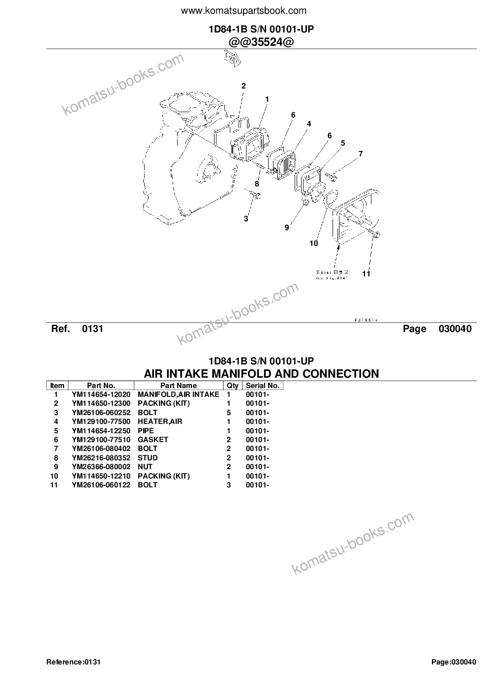 Komatsu 1D84-1B S/N 00101-UP Parts catalog cover Page 6