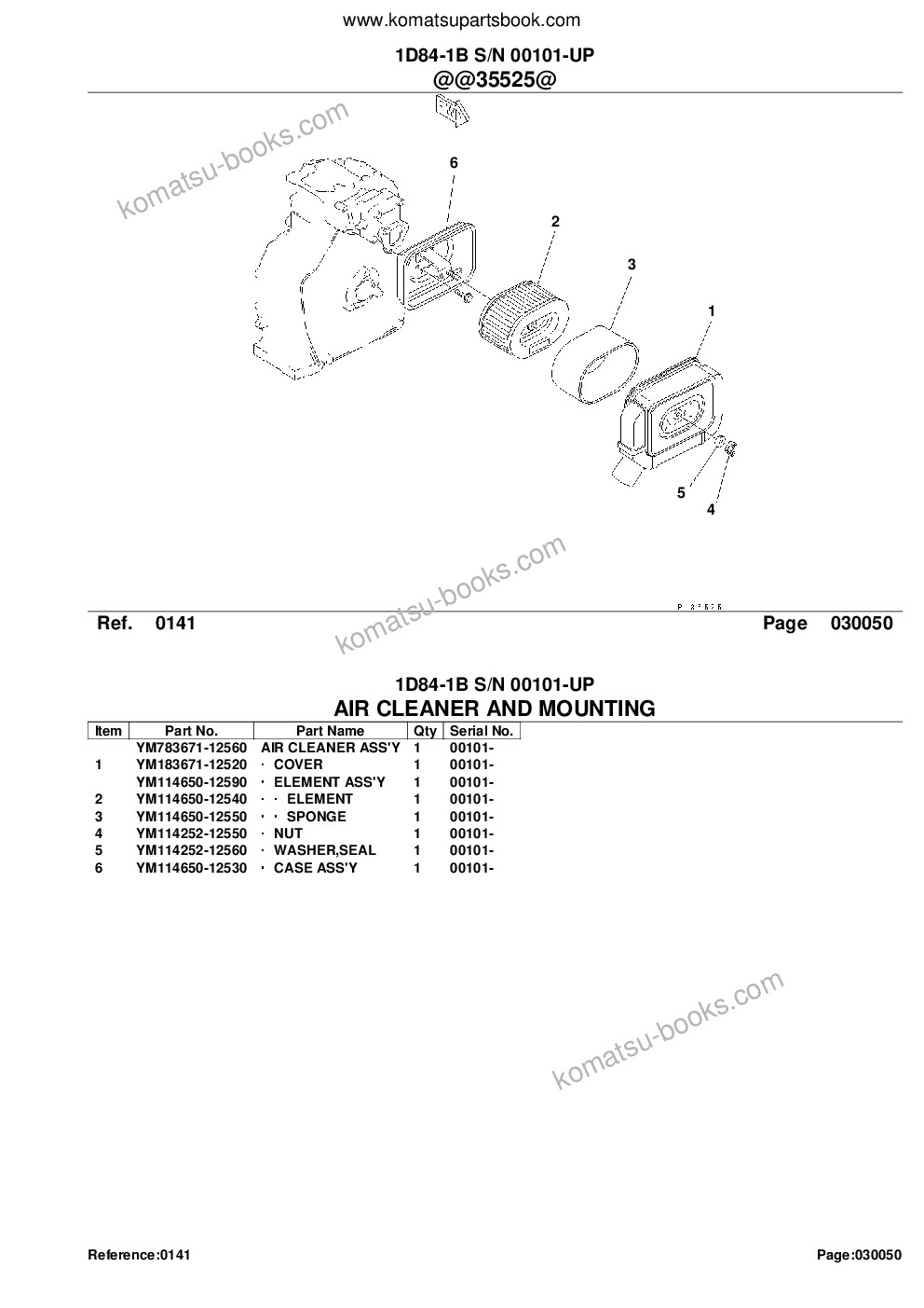 Komatsu 1D84-1B S/N 00101-UP Parts catalog cover Page 7