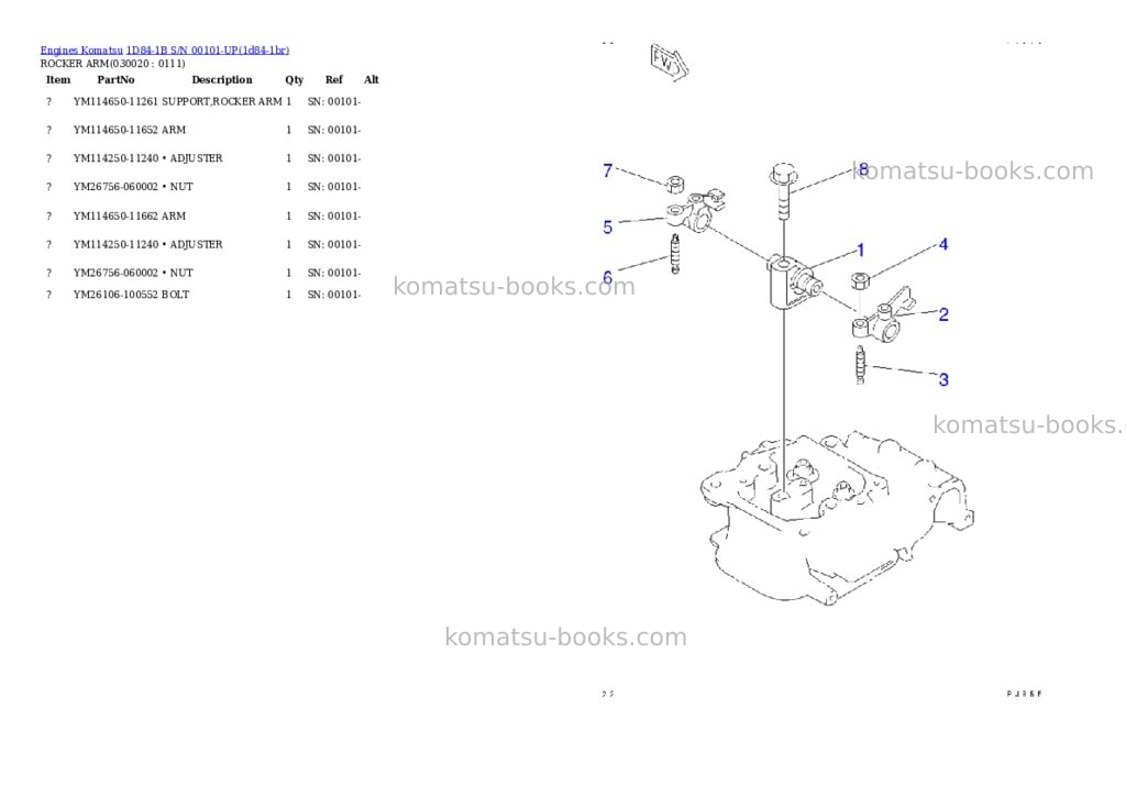 Komatsu 1d84-1b s/n 00101-up Parts catalog cover