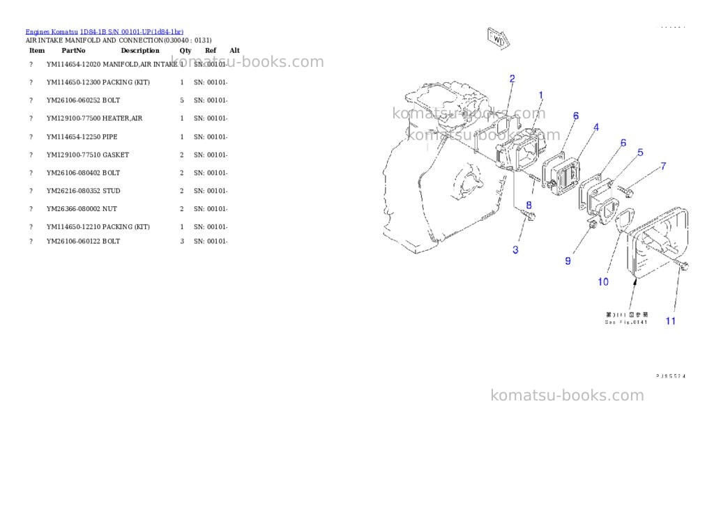 Komatsu 1d84-1b s/n 00101-up Parts catalog cover Page 3