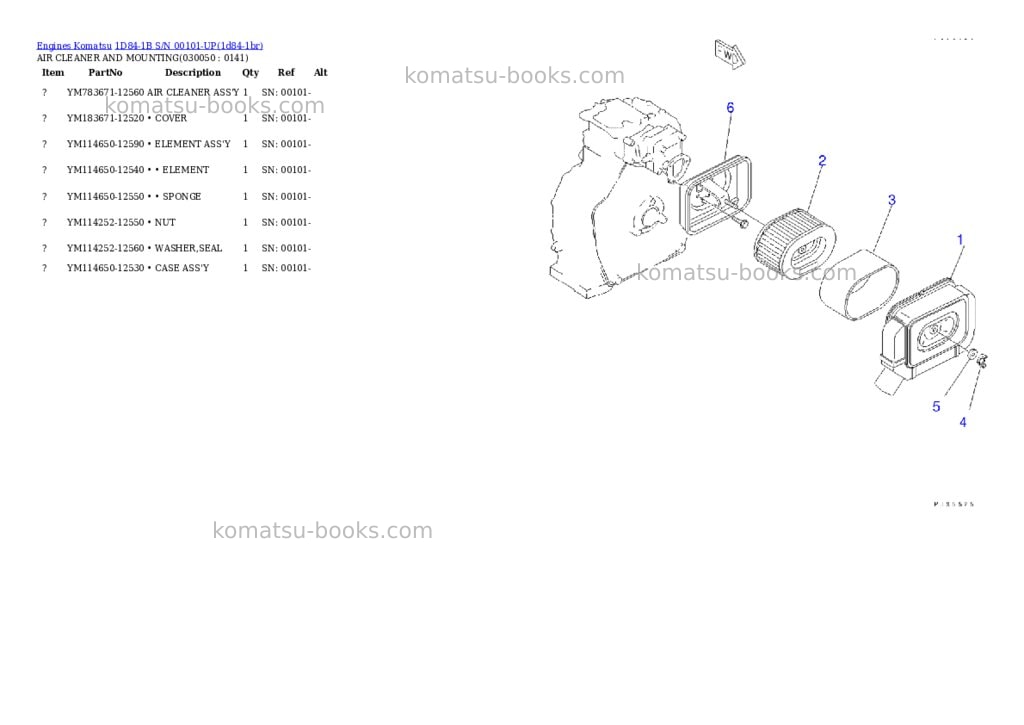 Komatsu 1d84-1b s/n 00101-up Parts catalog cover Page 4